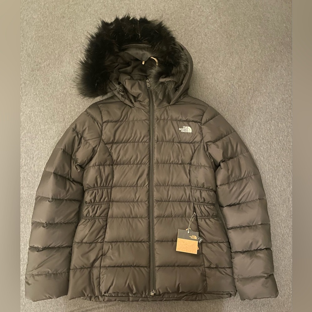 NorthFace Winter Black Gotham Jacket with Removable Faux Fur Hood Size Medium